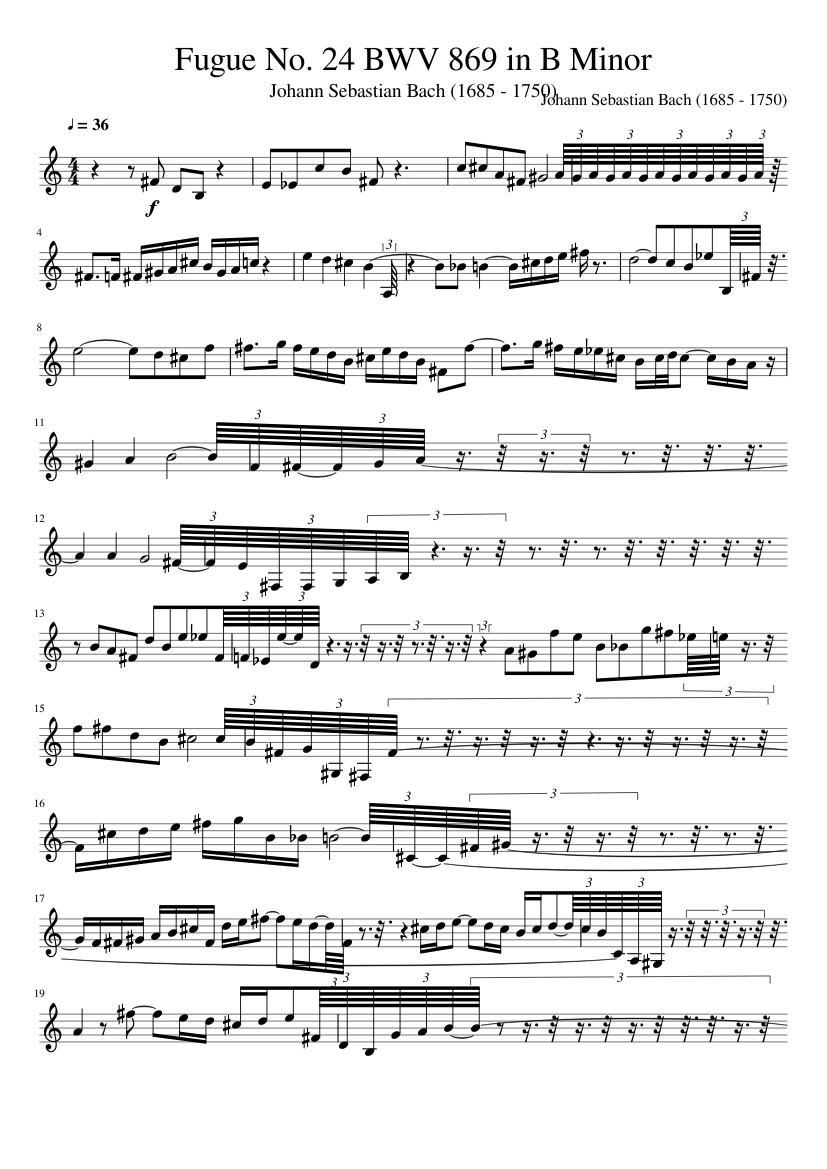 Fugue No. 24 BWV 869 in B Minor slide, Image 1