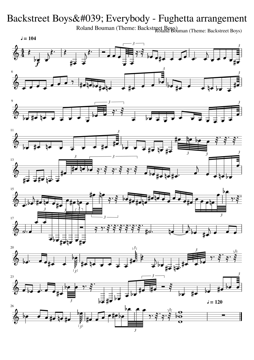 Backstreet Boys' "Everybody" - Fughetta arrangement slide, Image 1