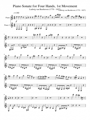 Click me to view sheet: Piano Sonate for Four Hands, 1st Movement