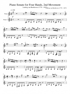 Click me to view sheet: Piano Sonate for Four Hands, 2nd Movement