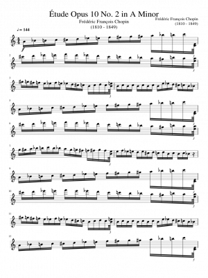 Click me to view sheet: Étude Opus 10 No. 2 in A Minor