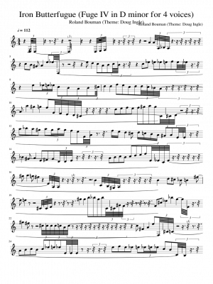 Click me to view sheet: Iron Butterfugue (Fuge IV in D minor for 4 voices)
