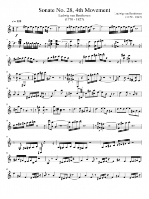 Click me to view sheet: Sonate No. 28, 4th Movement