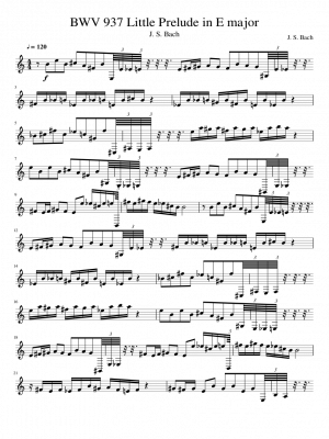 Click me to view sheet: BWV 937 Little Prelude in E major