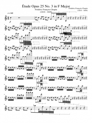 Click me to view sheet: Étude Opus 25 No. 3 in F Major