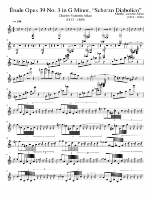Click me to view sheet: Étude Opus 39 No. 3 in G Minor, “Scherzo Diabolico”