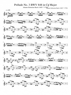 Click me to view sheet: Prélude No. 3 BWV 848 in C♯ Major