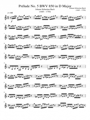Click me to view sheet: Prélude No. 5 BWV 850 in D Major