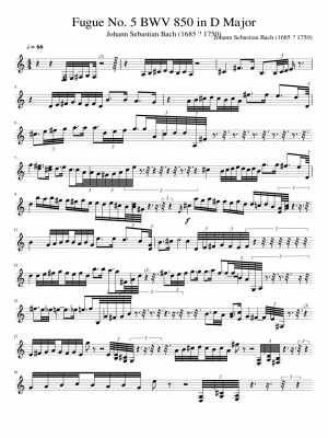 Click me to view sheet: Fugue No. 5 BWV 850 in D Major