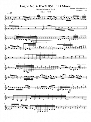 Click me to view sheet: Fugue No. 6 BWV 851 in D Minor