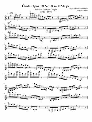 Click me to view sheet: Étude Opus 10 No. 8 in F Major