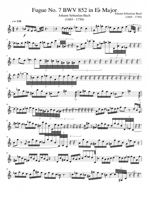 Click me to view sheet: Fugue No. 7 BWV 852 in E♭ Major