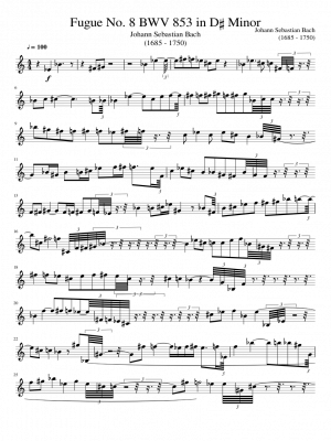 Click me to view sheet: Fugue No. 8 BWV 853 in D♯ Minor