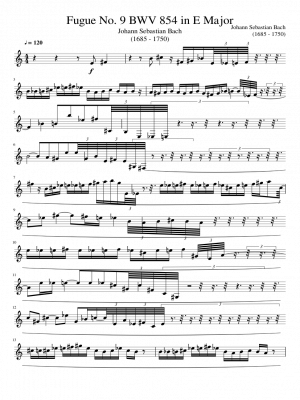 Click me to view sheet: Fugue No. 9 BWV 854 in E Major