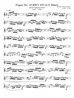 Click me to view sheet: Fugue No. 10 BWV 855 in E Minor