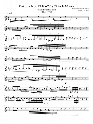 Click me to view sheet: Prélude No. 12 BWV 857 in F Minor