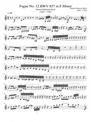Click me to view sheet: Fugue No. 12 BWV 857 in F Minor