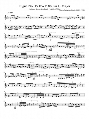 Click me to view sheet: Fugue No. 15 BWV 860 in G Major