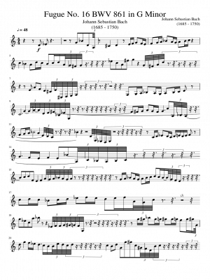 Click me to view sheet: Fugue No. 16 BWV 861 in G Minor