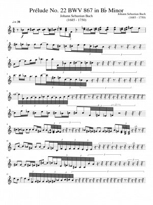 Click me to view sheet: Prélude No. 22 BWV 867 in B♭ Minor