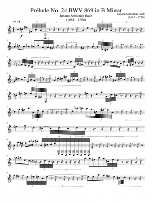 Click me to view sheet: Prélude No. 24 BWV 869 in B Minor