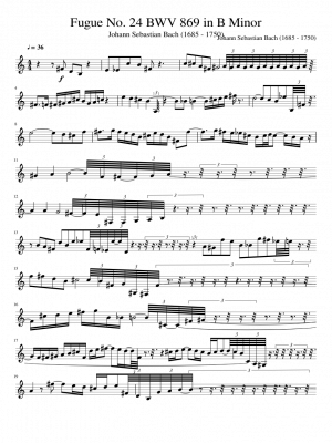 Click me to view sheet: Fugue No. 24 BWV 869 in B Minor