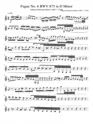 Click me to view sheet: Fugue No. 6 BWV 875 in D Minor