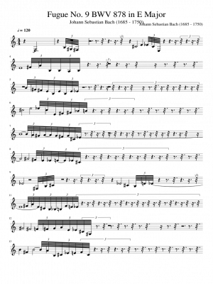 Click me to view sheet: Fugue No. 9 BWV 878 in E Major