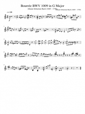 Click me to view sheet: Bourrée BWV 1009 in G Major