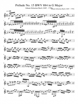 Click me to view sheet: Prélude No. 15 BWV 884 in G Major