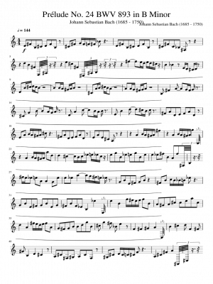 Click me to view sheet: Prélude No. 24 BWV 893 in B Minor