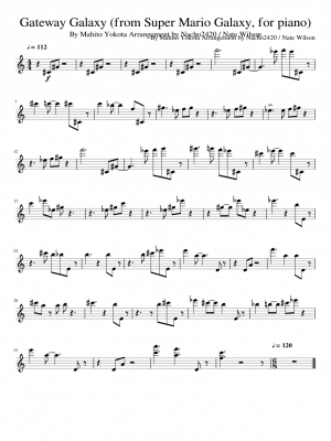 Click me to view sheet: Gateway Galaxy (from Super Mario Galaxy, for piano)