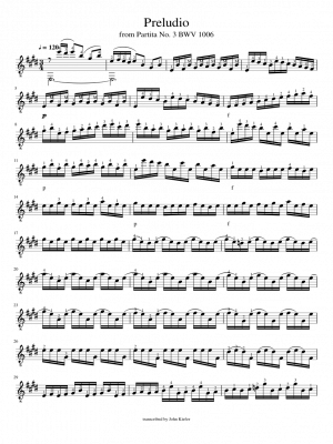 Click me to view sheet: Preludio from Partita No. 3 BWV 1006